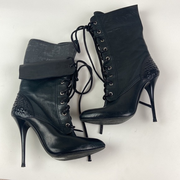 Euc Giuseppe Zanotti Black Lace Up Stiletto Boot I-18 - Picture 12 of 16